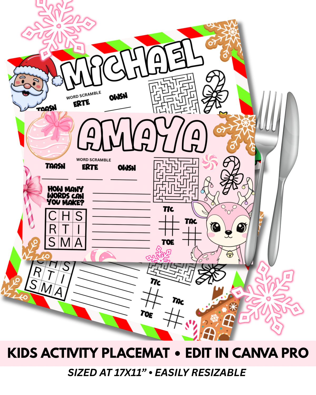 Kids Placemat Activity Sheet Templates