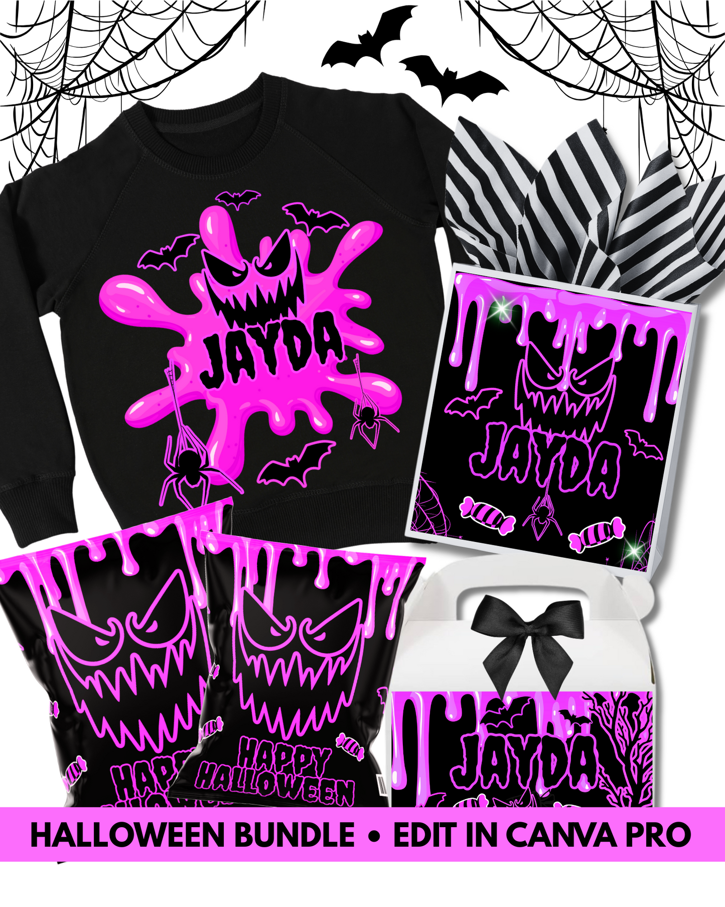 Neon Slime Halloween Template Bundle