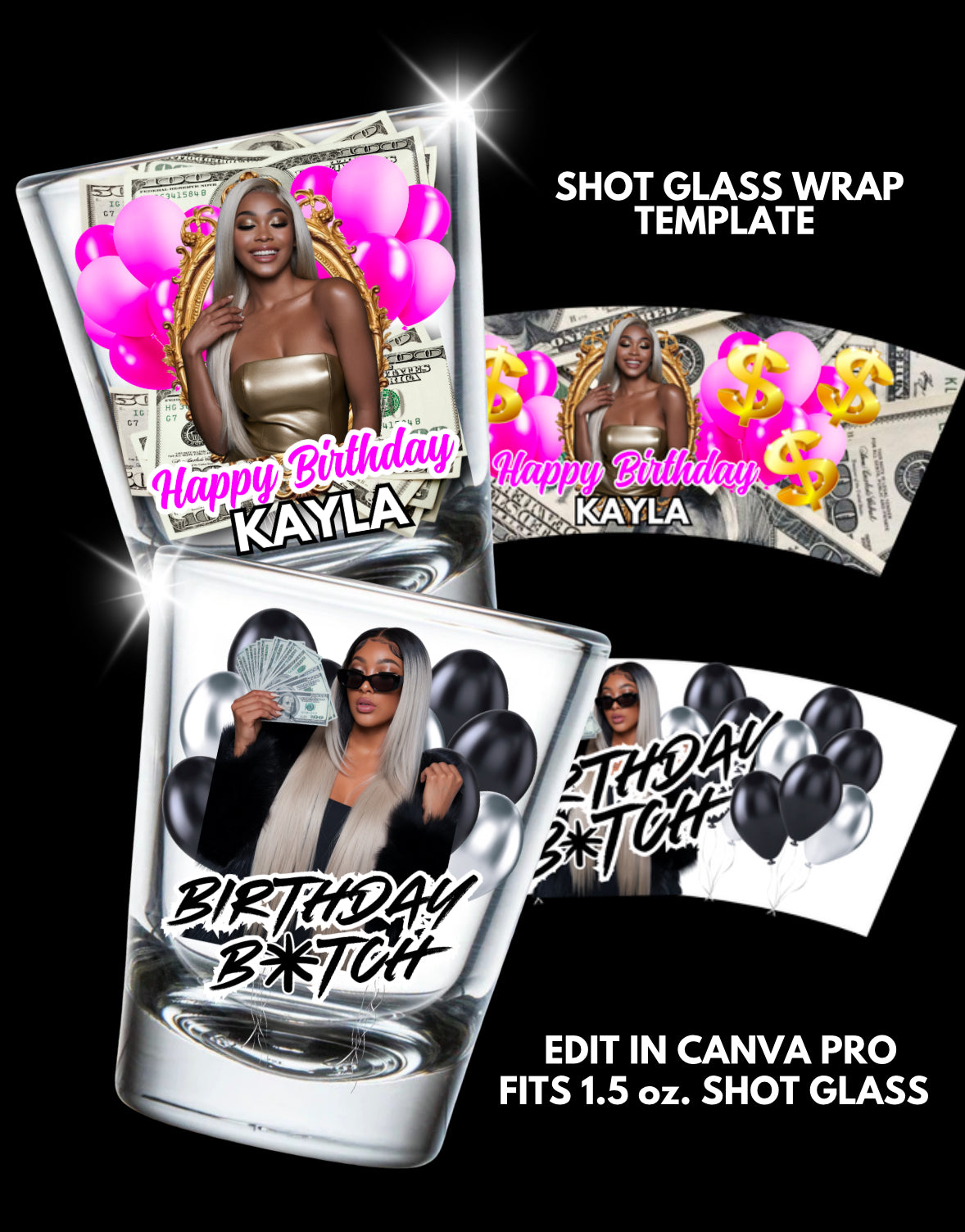 Shot glass wrap template
