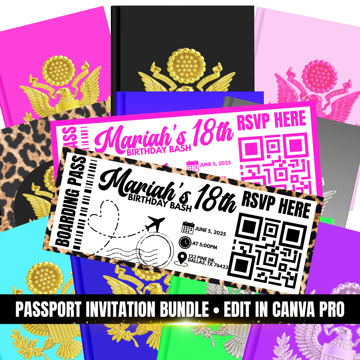 Passport Style Invitation Template Bundle