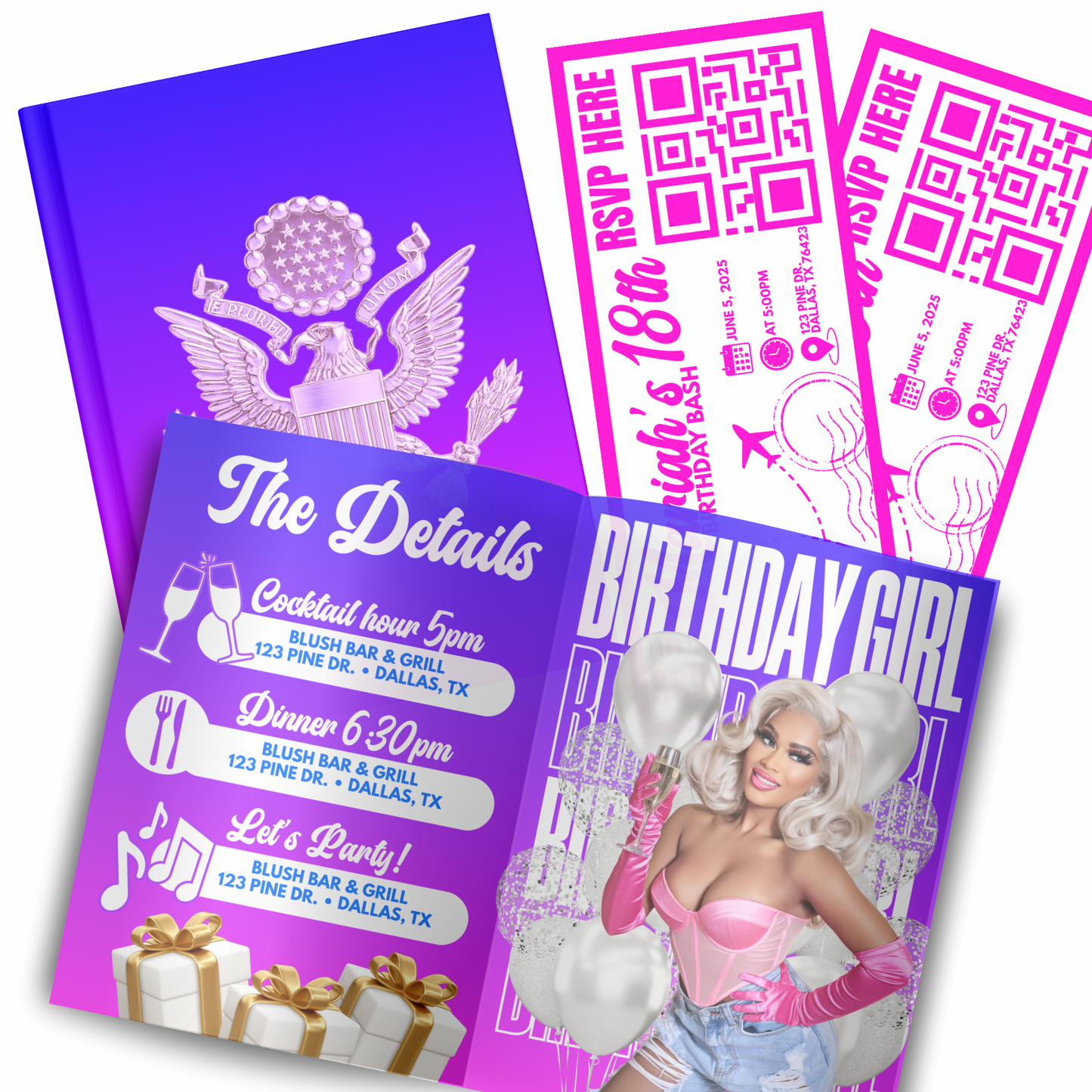 Passport Style Invitation Template Bundle