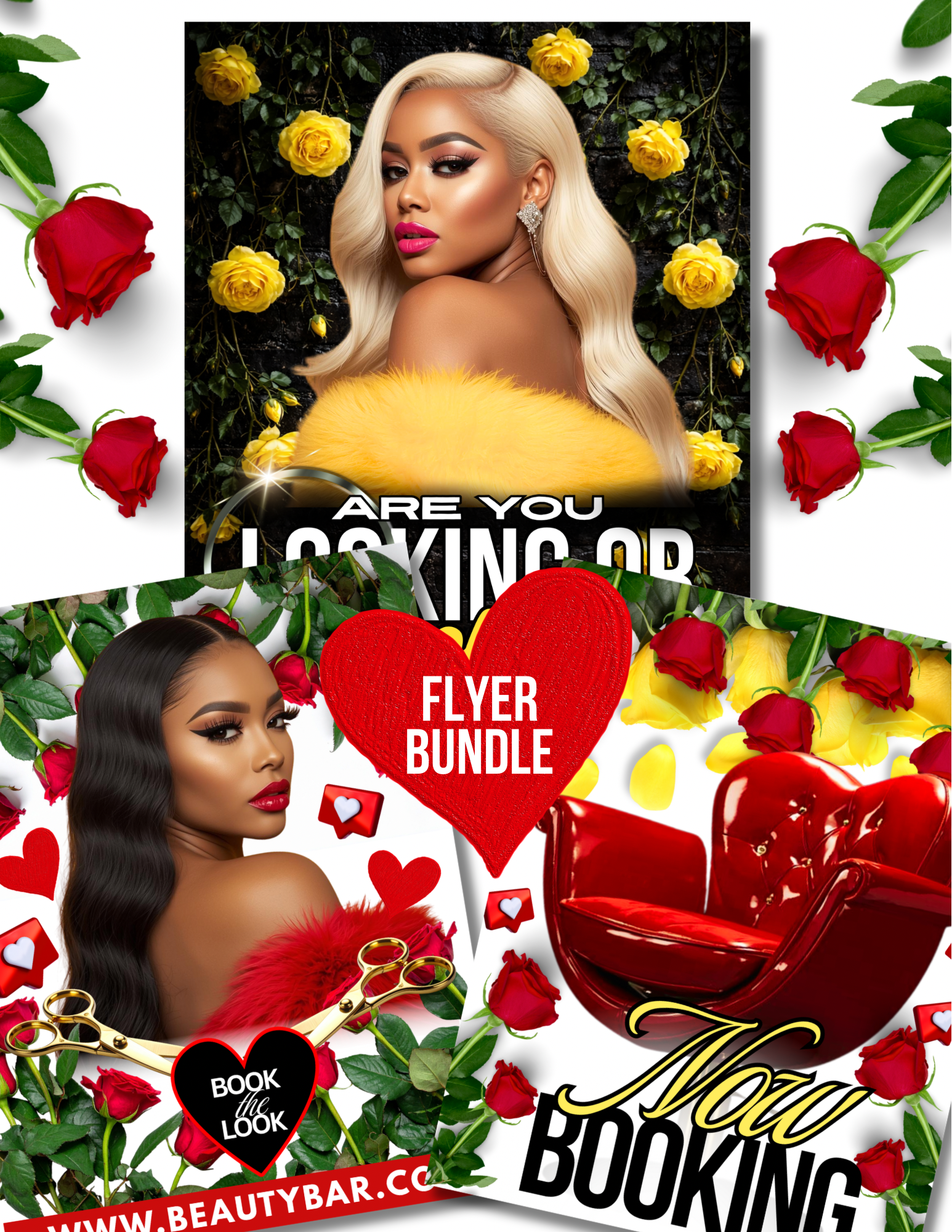 Red Valentine Salon Flyer Bundle