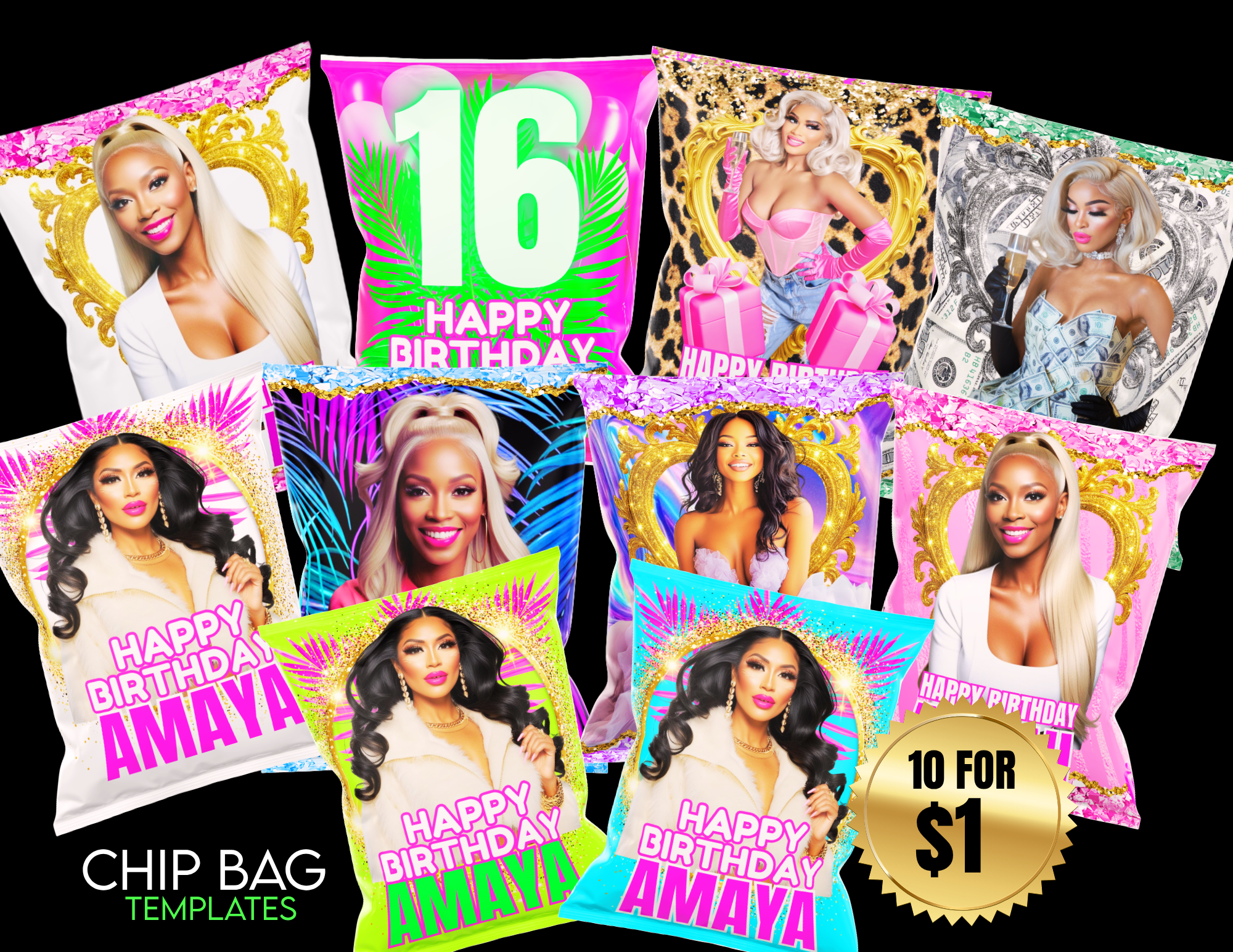 10 Chip Bag Template Bundle