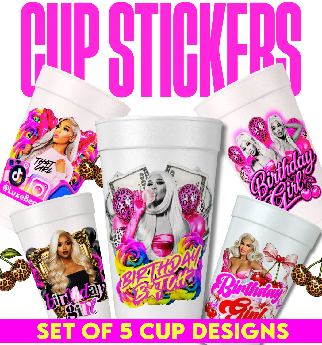 Cup Sticker Template Bundle