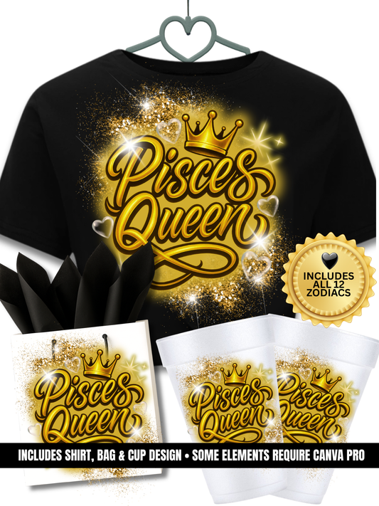 Zodiac bundle gold glitter design