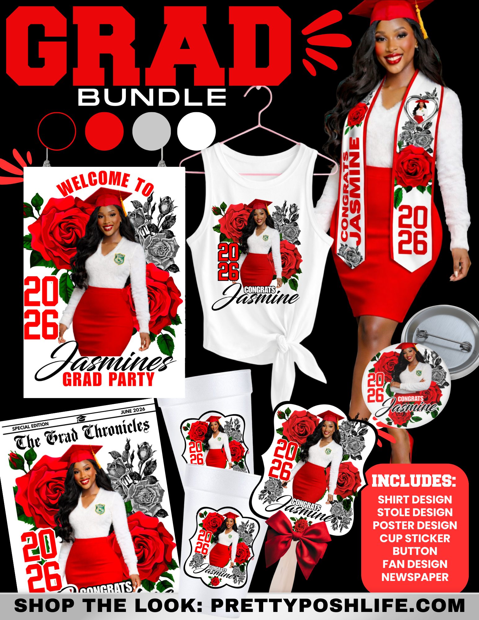 Red Rose Grad Bundle – Posh Design Co.