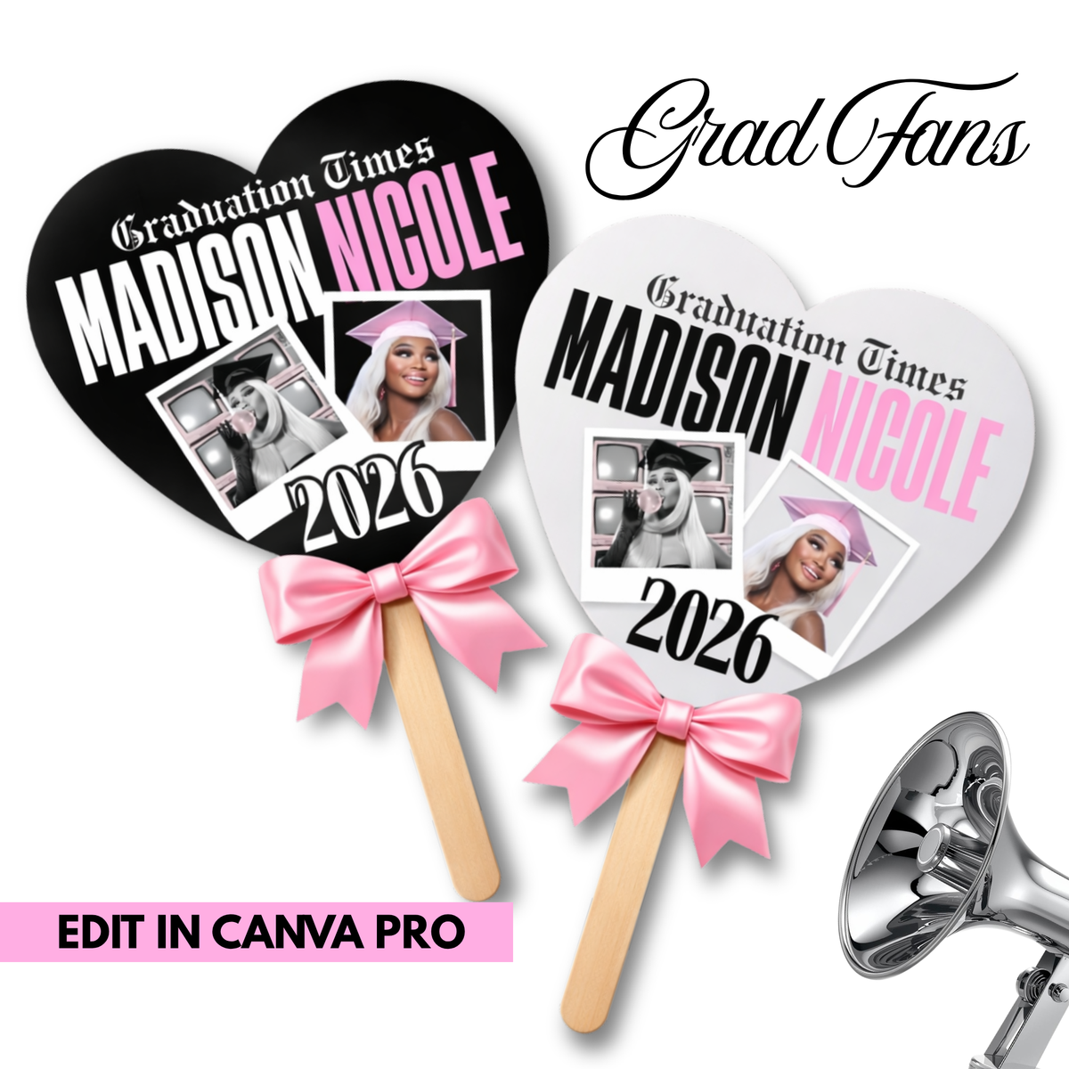 Heart Grad Fan Templates – Posh Design Co.