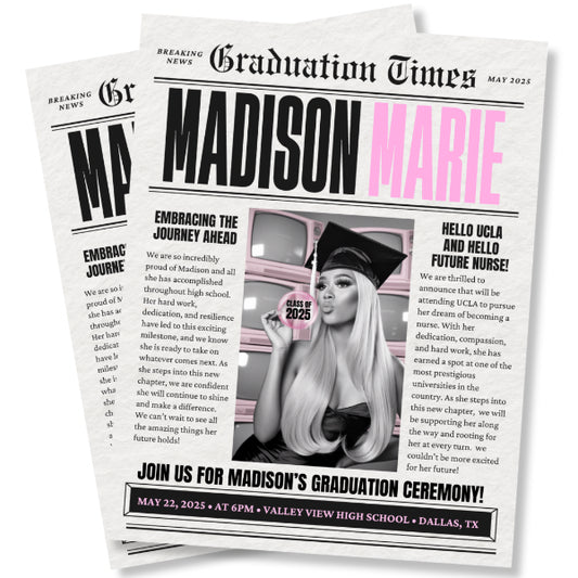 Newspaper Announcement & Wine Label Templates
