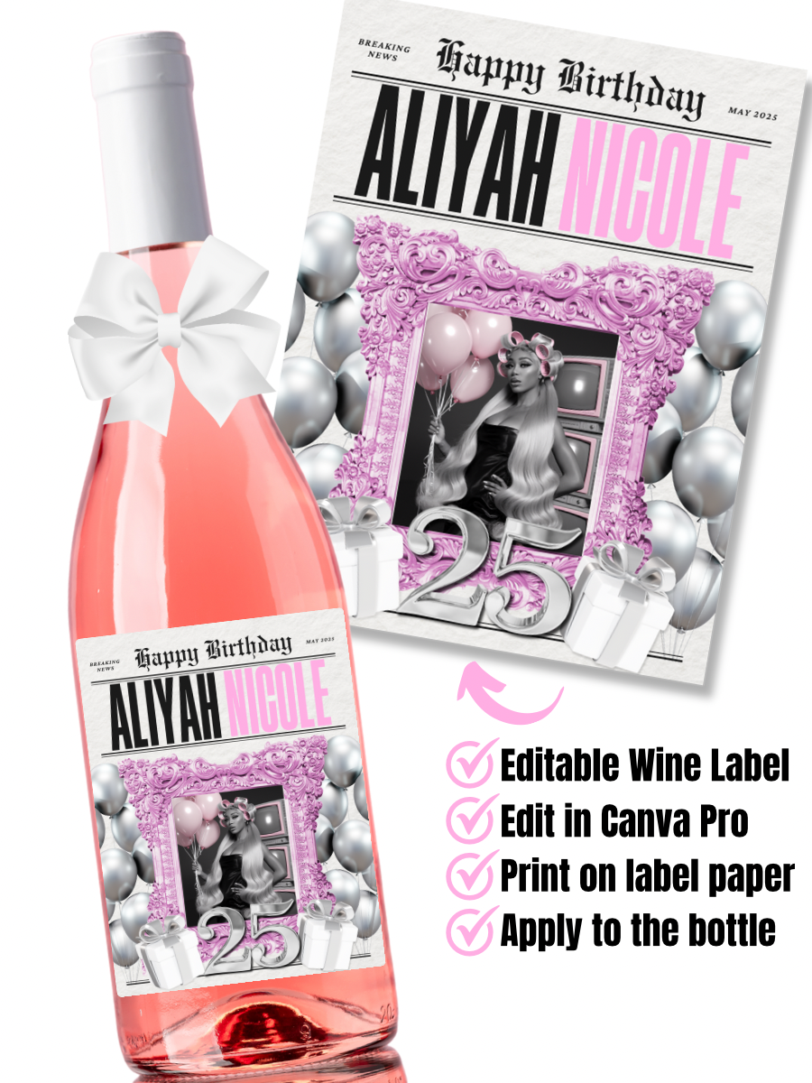 Newspaper Announcement & Wine Label Templates