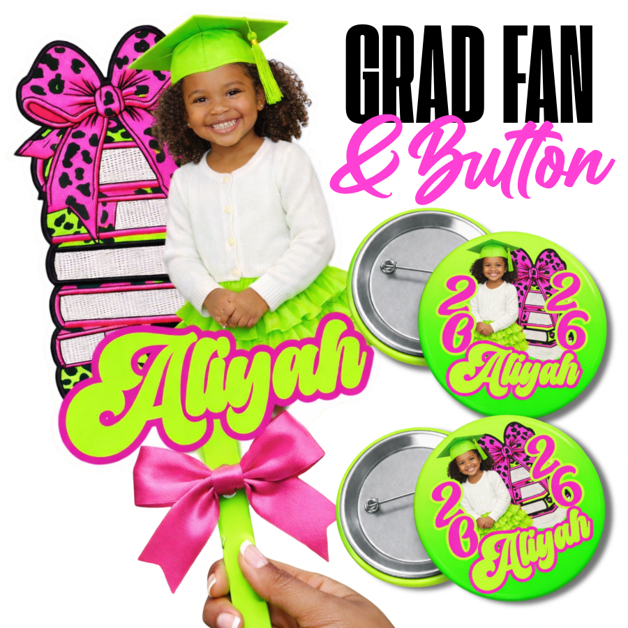 Kids Grad Fan & Button Template