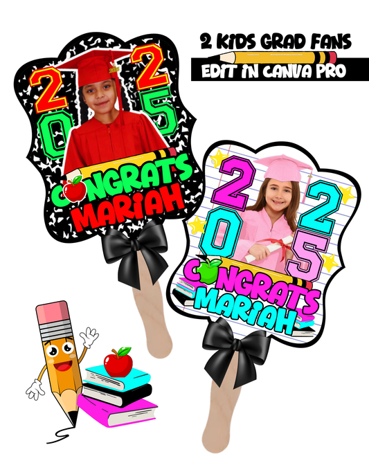 Kids Grad Fan Templates - Set of 2