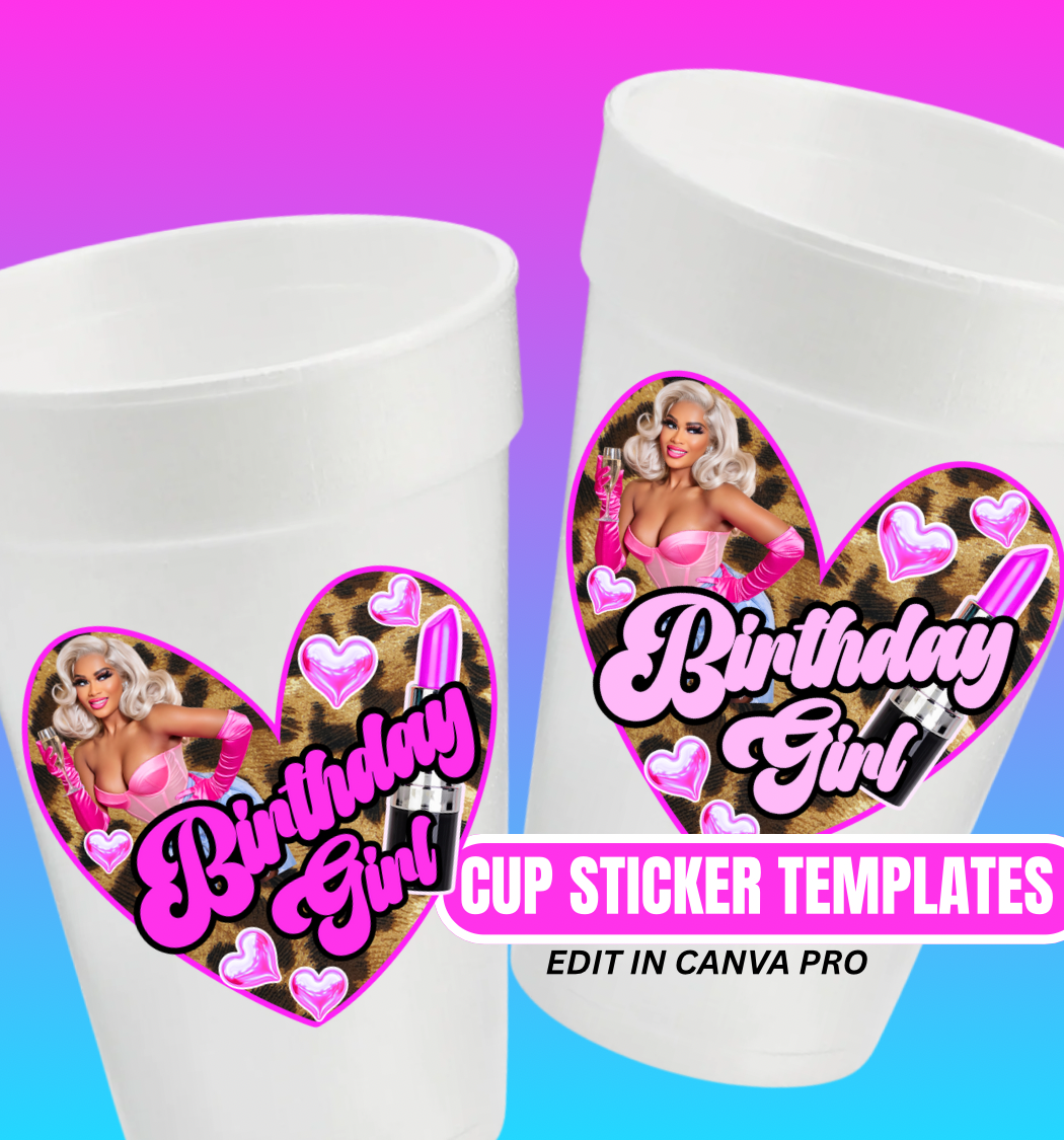 20 Cup Sticker Template Bundle