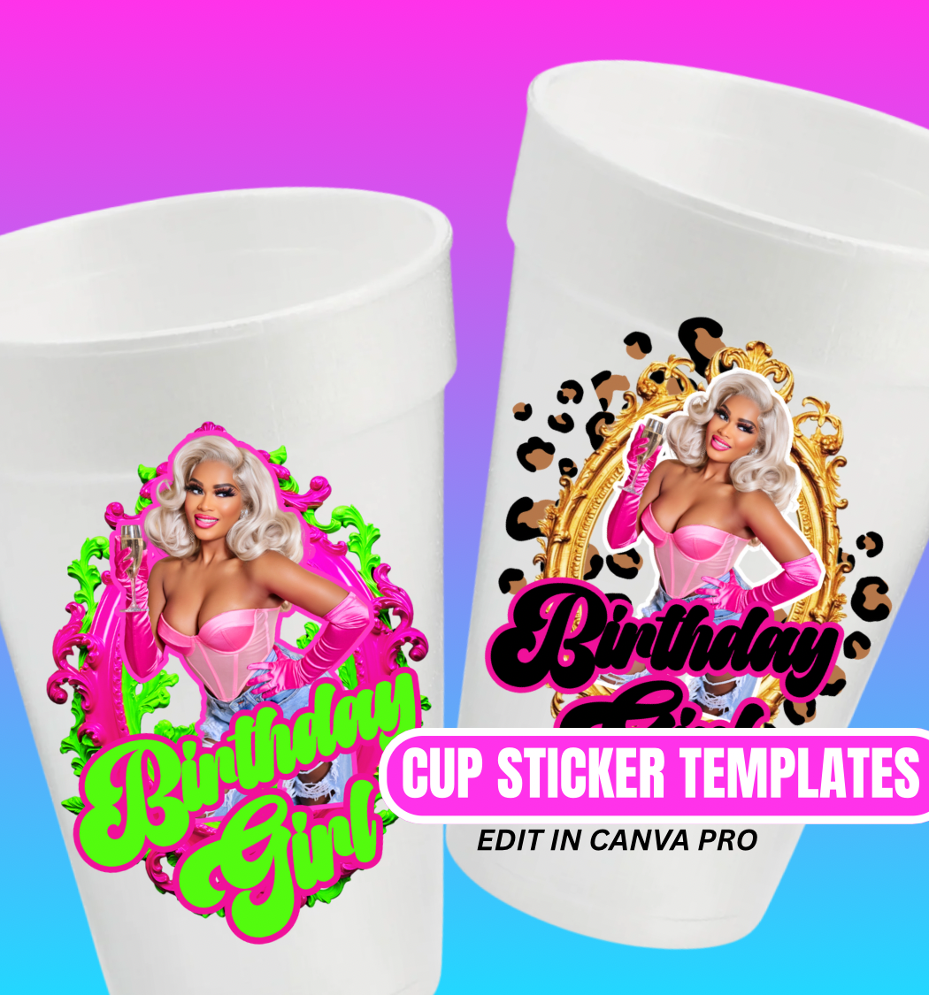20 Cup Sticker Template Bundle