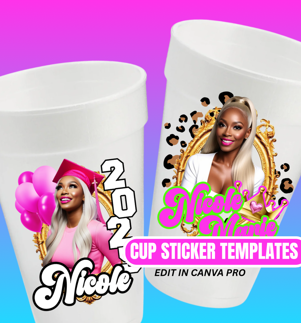 20 Cup Sticker Template Bundle