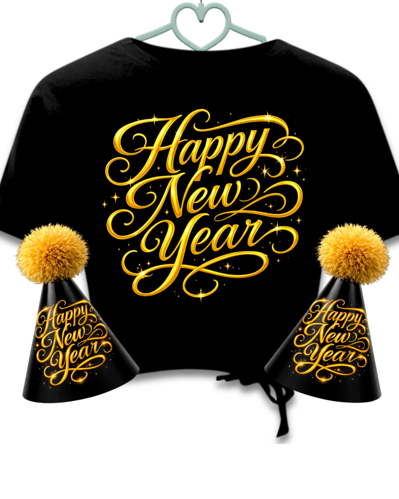 New Year Shirt & Hat Template Bundle