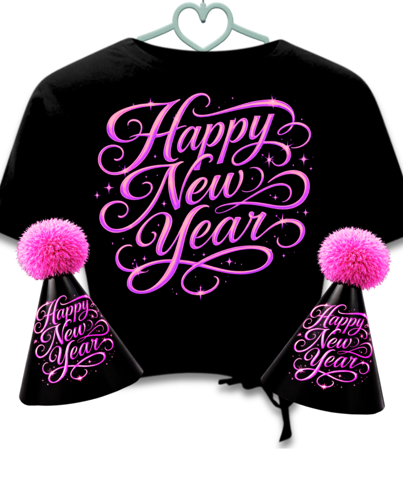 New Year Shirt & Hat Template Bundle