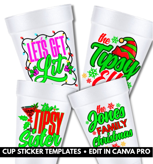 Holiday Shirt & Cup Sticker Templates