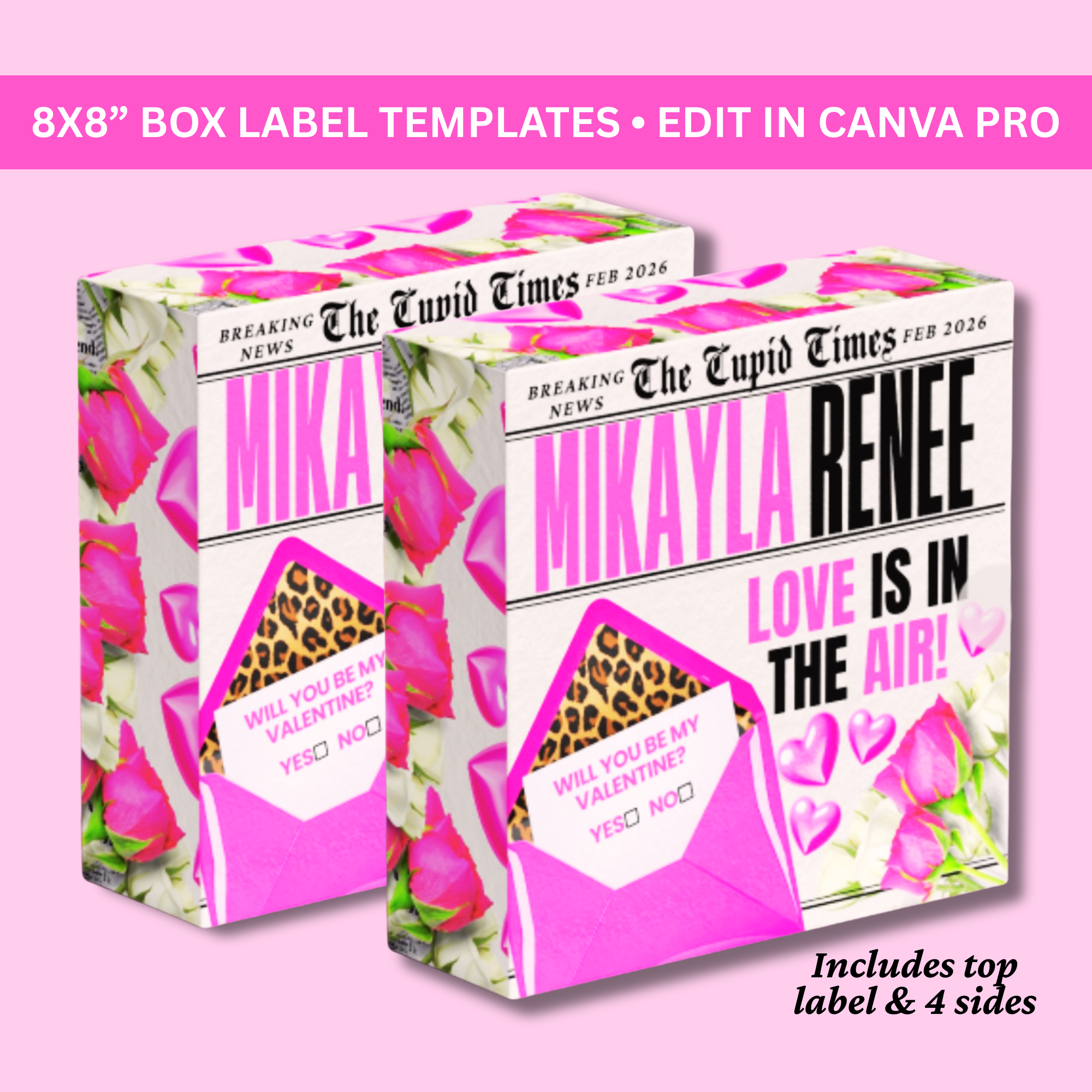 Valentines Box Label Templates (Set of 3)