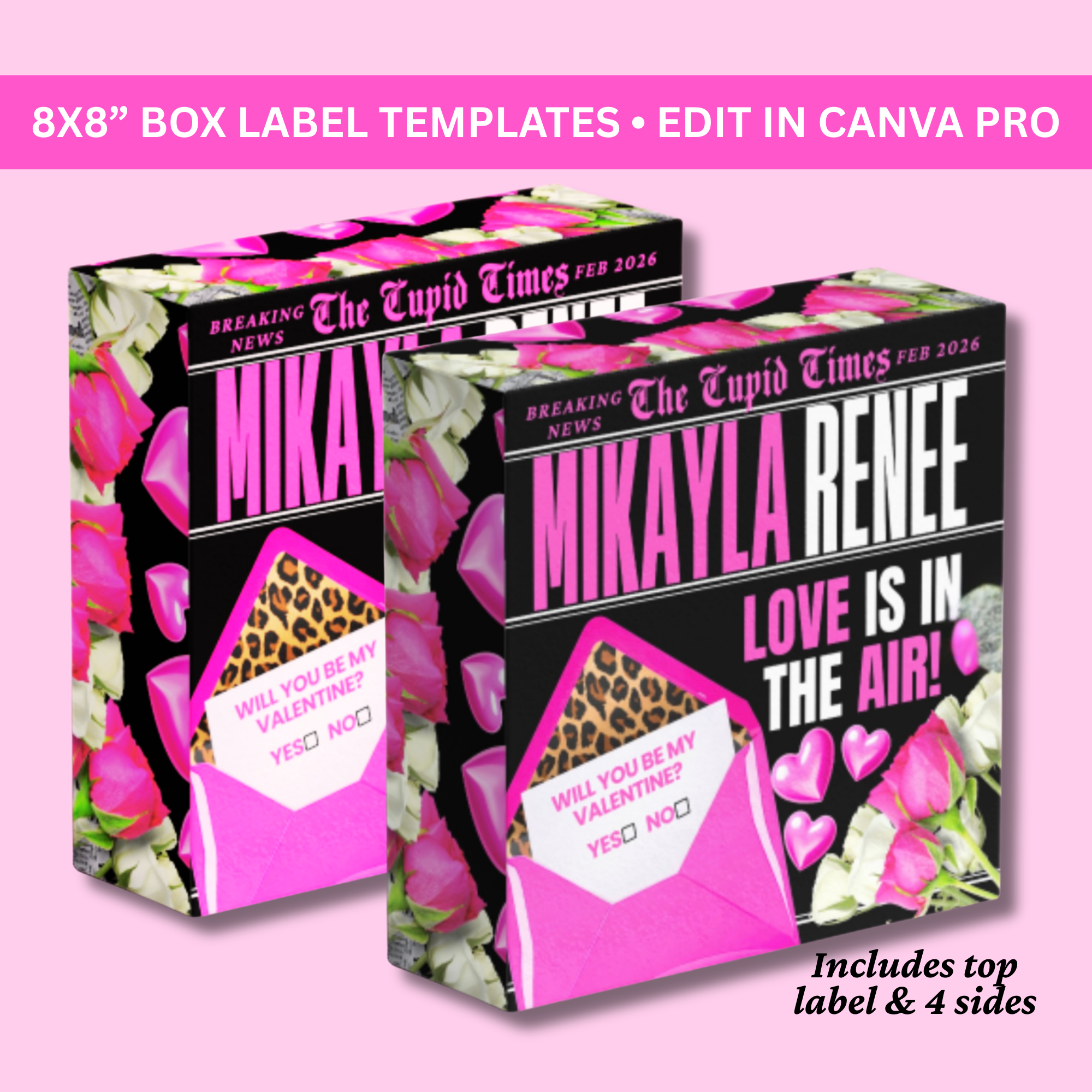 Valentines Box Label Templates (Set of 3)