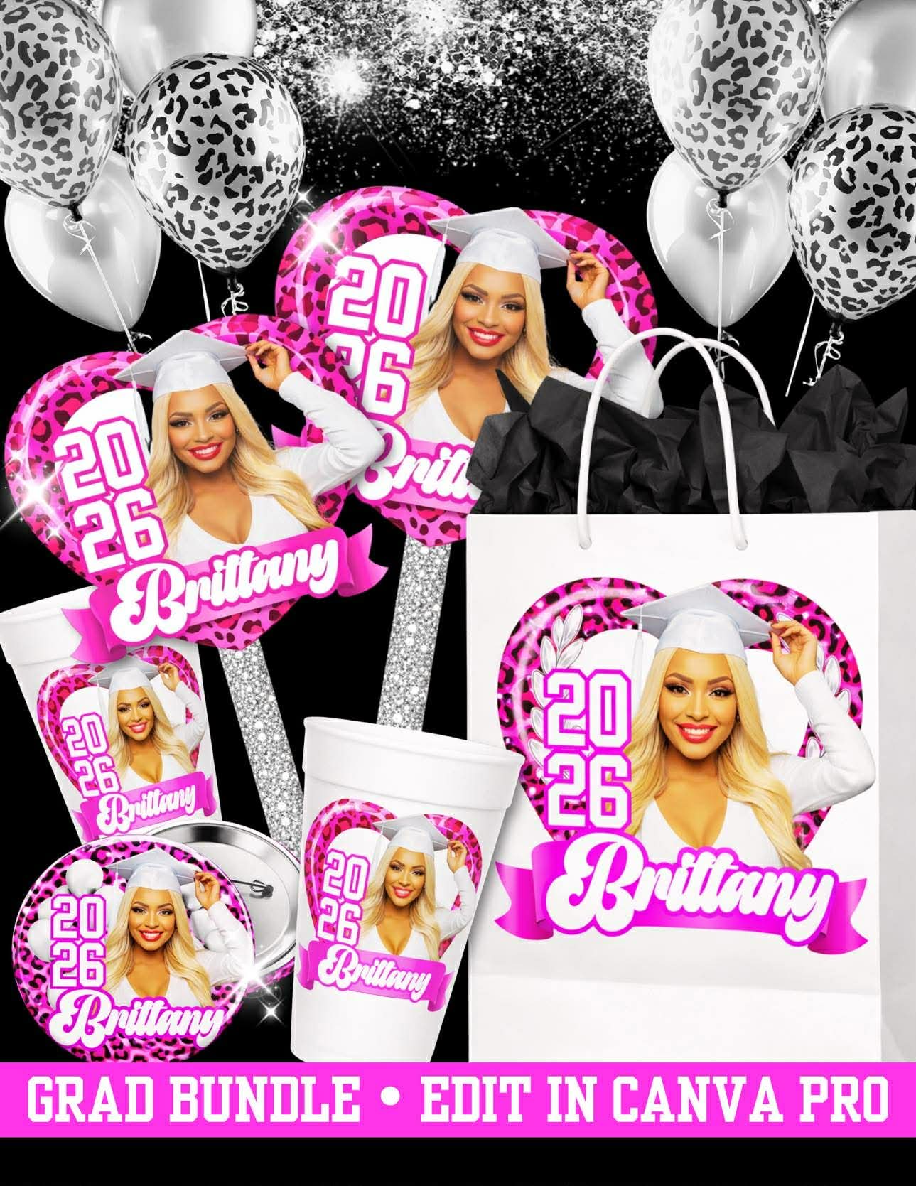 Pink Leopard Heart Mini Grad Bundle